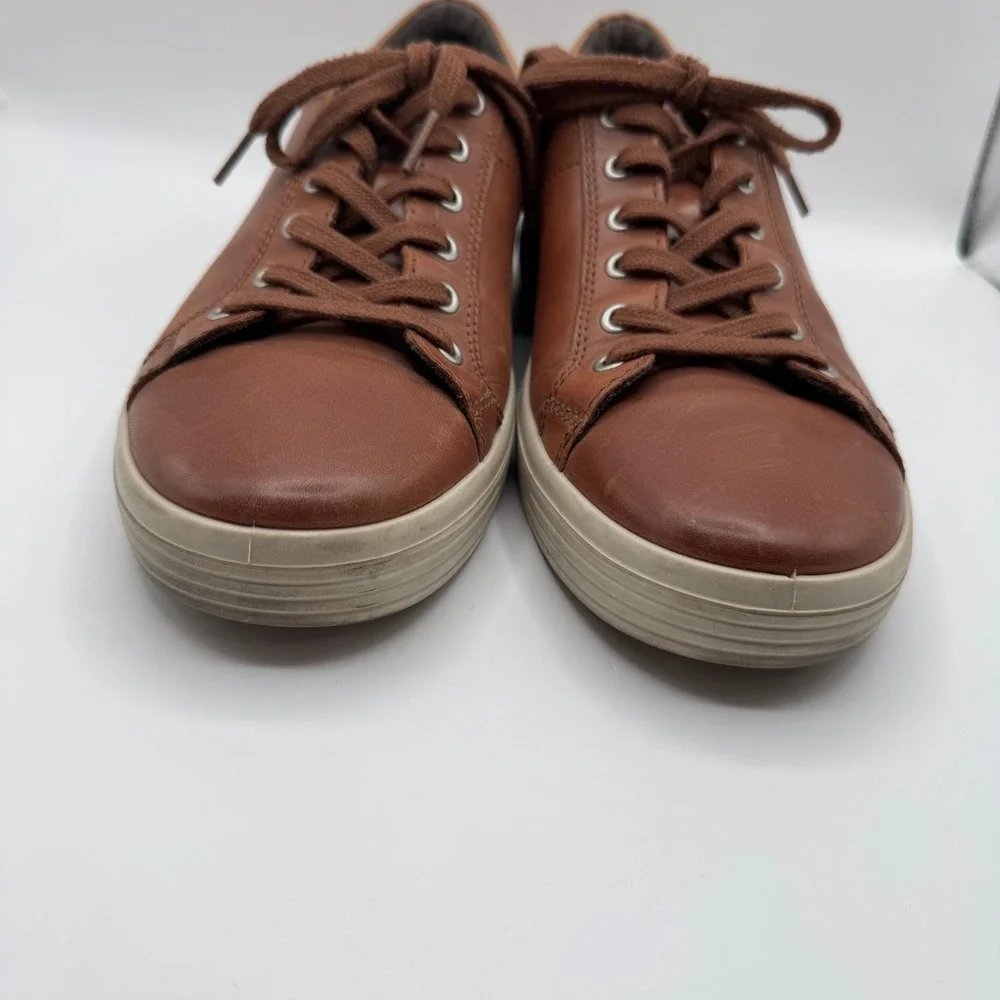 ECCO Soft 7 Sneakers Mens 43 Brown Leather Low Top Lace Up Casual Shoes